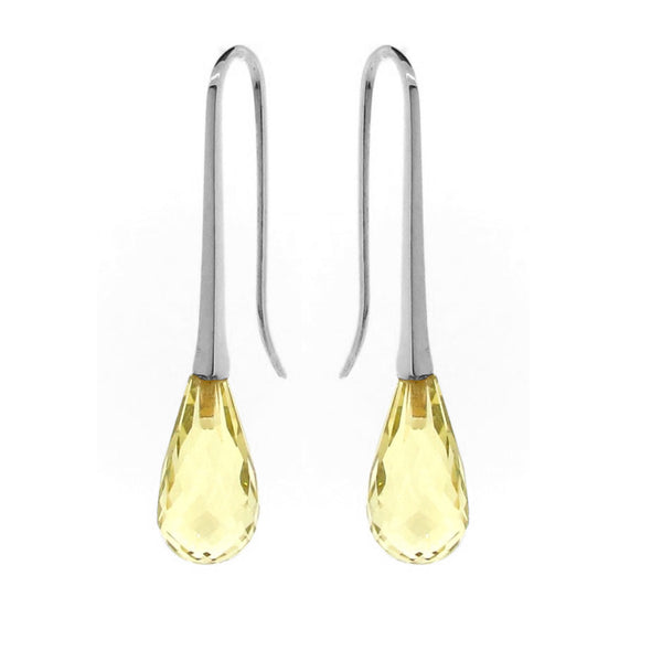 White Gold Lemon Quartz 'MediumDrop' earrings