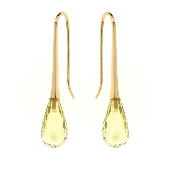 Yellow Gold Lemon Quartz 'MediumDrop' earrings