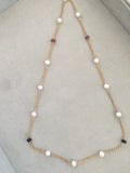 Yellow gold pearl and Tourmaline Necklace