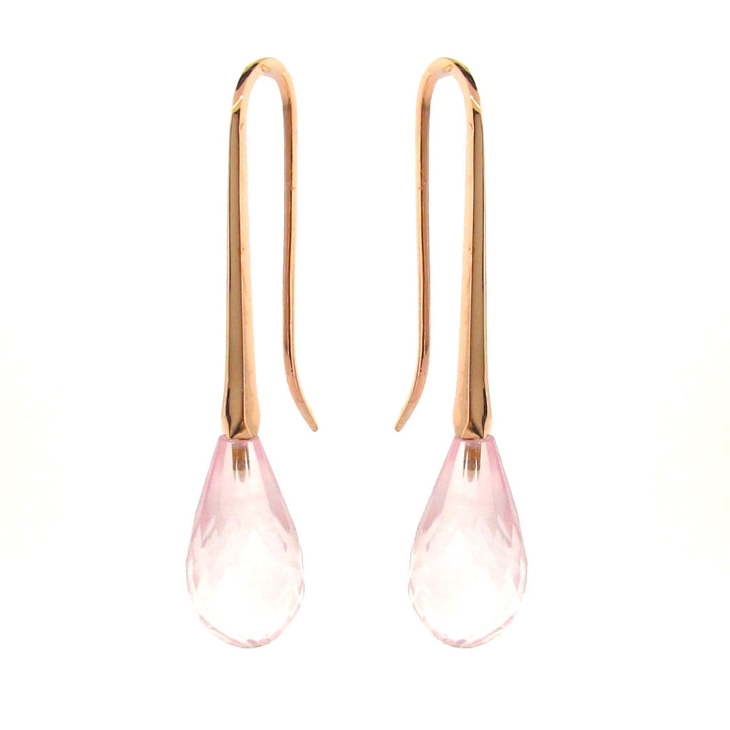 Rose Gold Rose Quartz 'MediumDrop' earrings