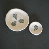 set of two Fiddle Leaf Ceramic Trinket dishes