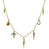 Yellow Gold Turquoise Talisman Charm Necklace