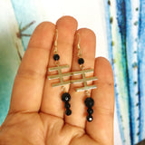 Yellow Gold Onyx China Earrings