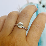 White Gold Green Quartz Round Simplicity Ring