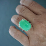 9ct White Gold Diamond Chrysoprase Crown Ring