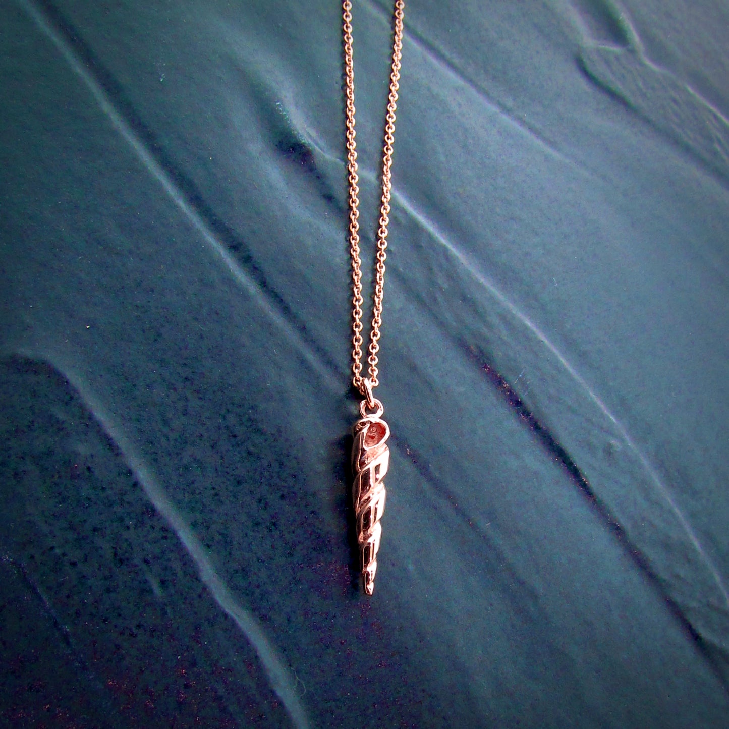 Rose Gold Long Spiral Shell Pendant Charm