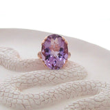 9ct Rose Gold Diamond Amethyst Crown Ring