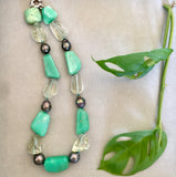 Chrysoprase, Prasiolite, and Tahitian Pearl bead Necklace