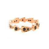9ct Rose Gold black Spinel Chasing Arrows Stacking Band