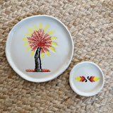 Set of Two Autumn Palm Tree Ceramic Trinket dishes