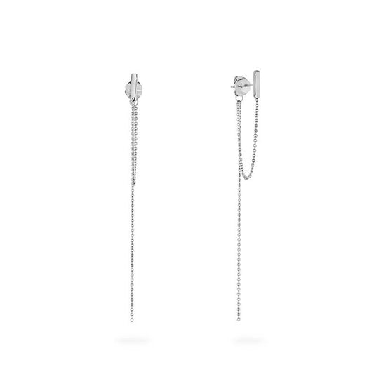 white gold bar chain drop stud earrings