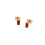 14ct Yellow Gold Ruby  Baguette Studs