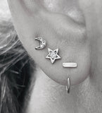 White Gold Bar Wrap Around Earrings