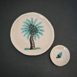 Set of Two Summer Palm Tree Ceramic Trinket dishes
