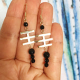 Yellow Gold Onyx China Earrings