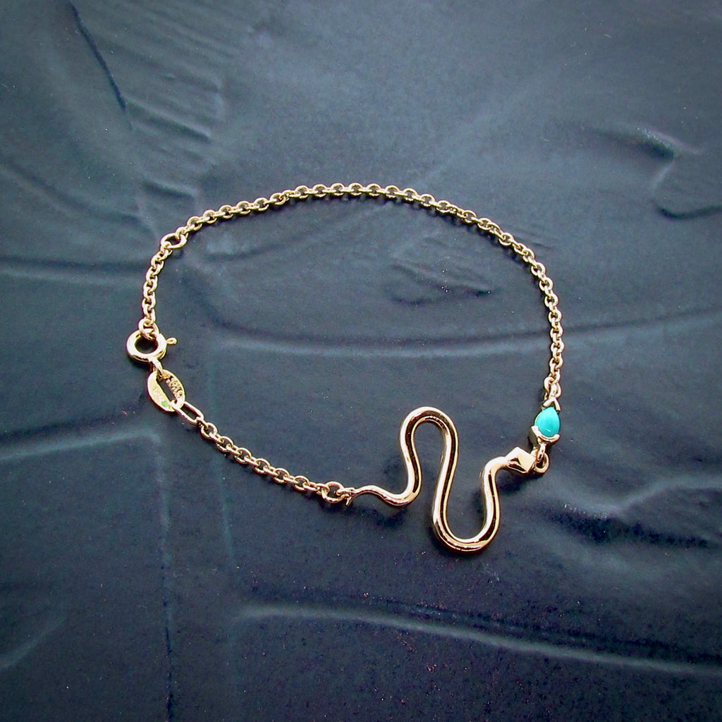 Yellow Gold Turquoise Snake Bracelet