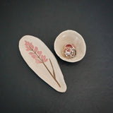 Set of Two Pink Flower Ceramic Trinket dishes