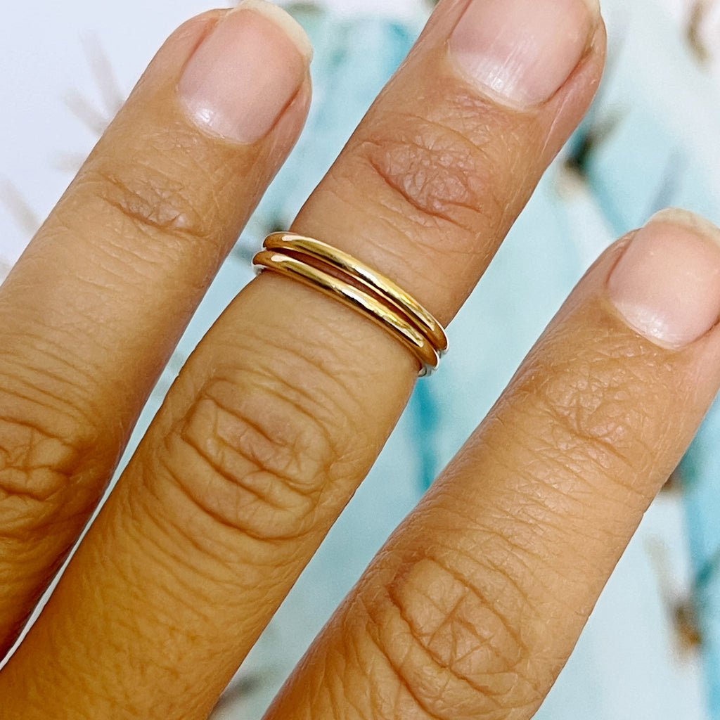yellow gold thin round Stacking Band