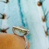 White Gold Green Quartz Horizon Ring
