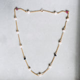 Yellow gold pearl and Tourmaline Necklace