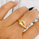 Yellow Gold Oval Citrine  Simplicity Ring