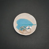 Small Blue Leaf  Ceramic Trinket Dish