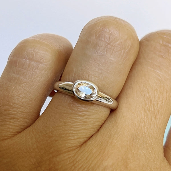 White Gold Morganite Oval Simplicity Ring