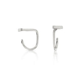 White Gold Bar Wrap Around Earrings