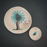Set of Two Summer Palm Tree Ceramic Trinket dishes