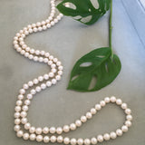 Long small White Freshwater Pearl Necklace