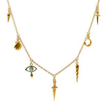 Yellow Gold Turquoise Talisman Charm Necklace