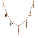 Rose Gold  Turquoise Talisman Charm Necklace