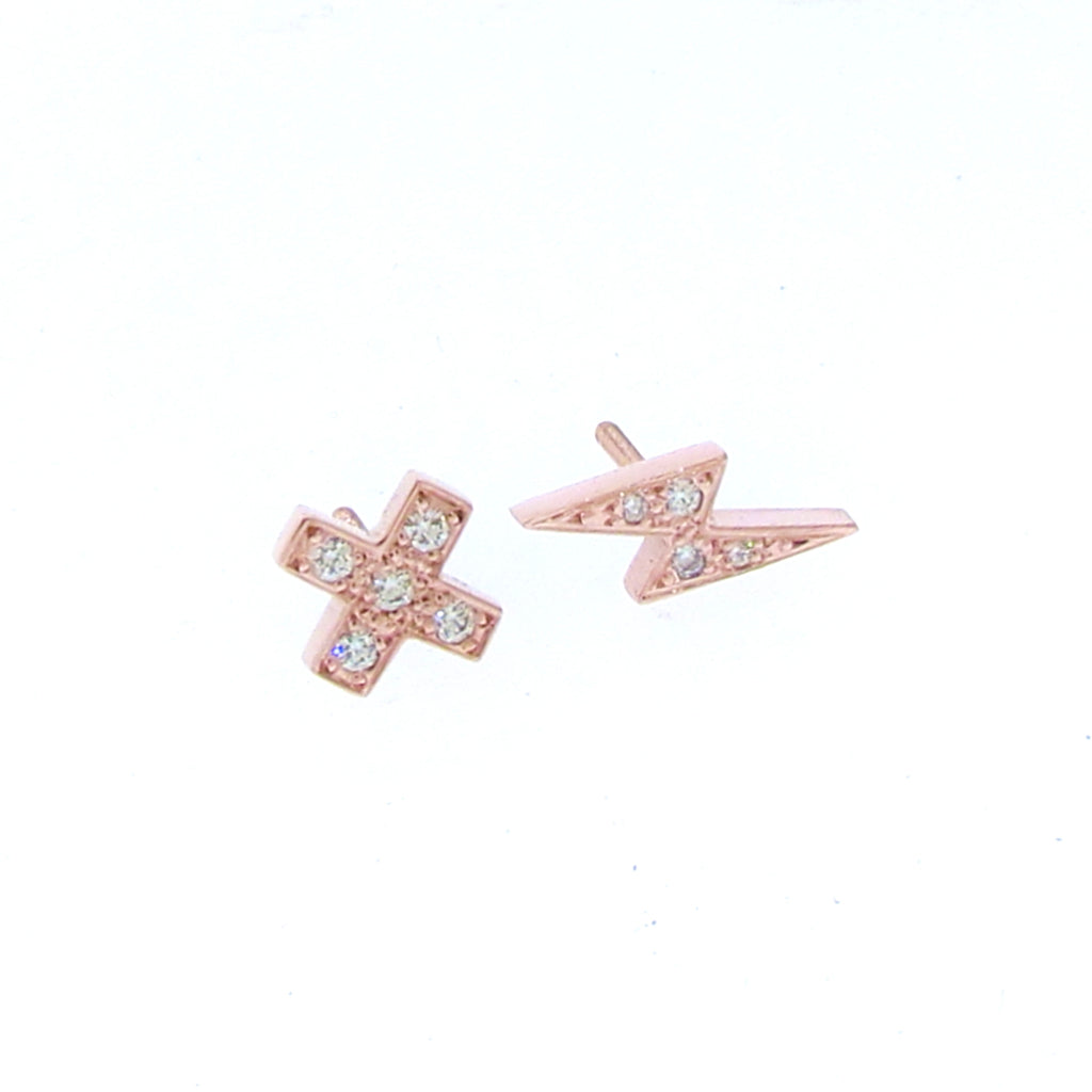 Rose Gold Diamond Kiss Stud Earrings