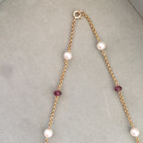Yellow gold pearl and Tourmaline Necklace