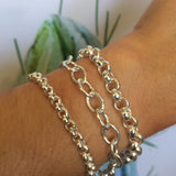 Sterling Silver Heavy Belcher link Chain Bracelet 19cm