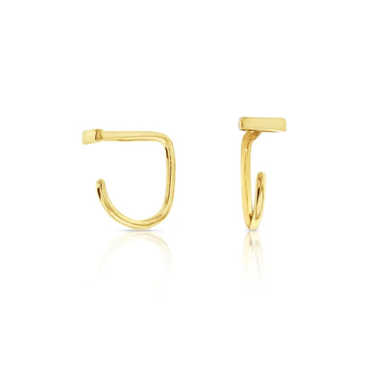 Yellow Gold Bar Wrap Around Earrings