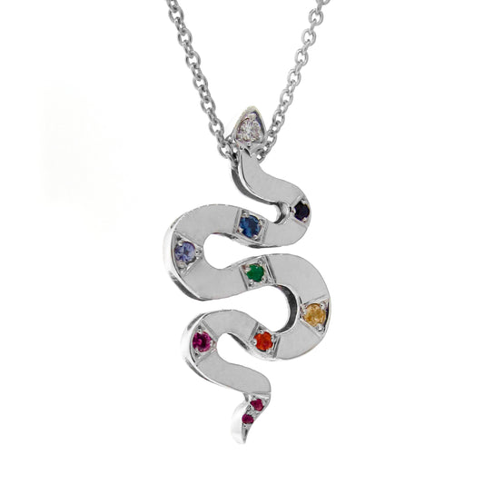 White Gold Rainbow Serpent Necklace