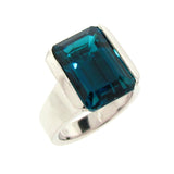 White gold London Blue Topaz 70's Cocktail Ring