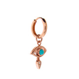 Rose Gold Turquoise Diamond Evil Eye Huggie Charm