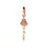 Rose Gold Plain or Pearl Drop Clam Shell Huggie Charm