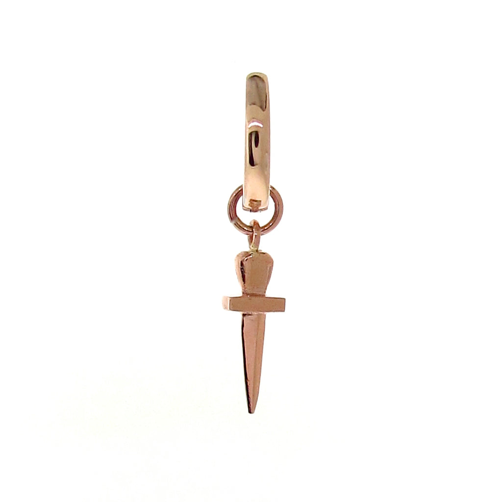 Rose Gold Small Dagger Huggie Charm