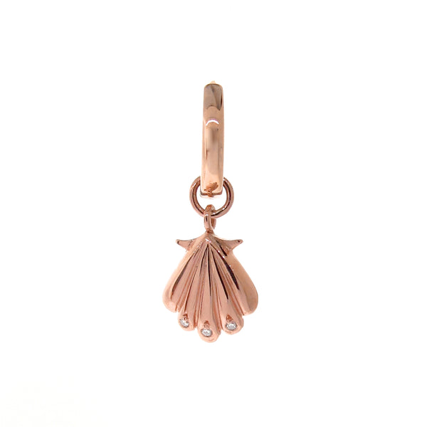 Rose Gold Diamond Clam Shell Huggie Charm