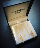 rose gold pendulum thread through earrings