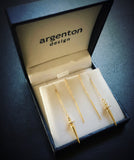 yellow gold pendulum thread through earrings