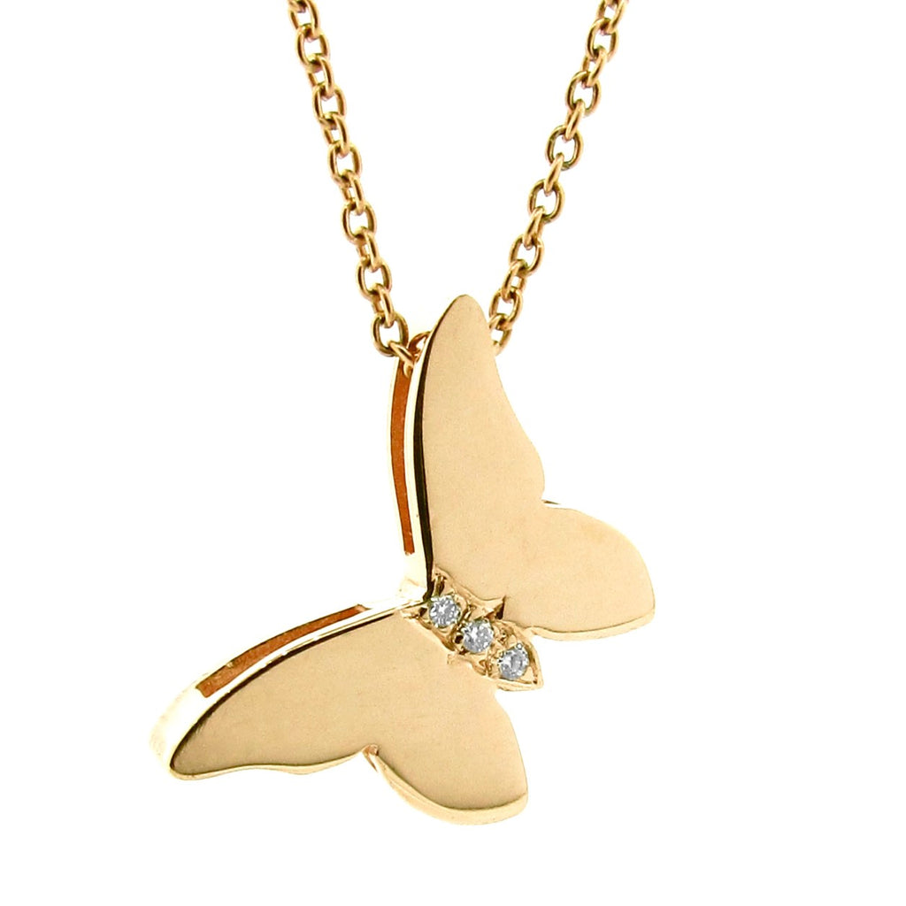 Yellow Gold and Diamond Butterfly Pendant