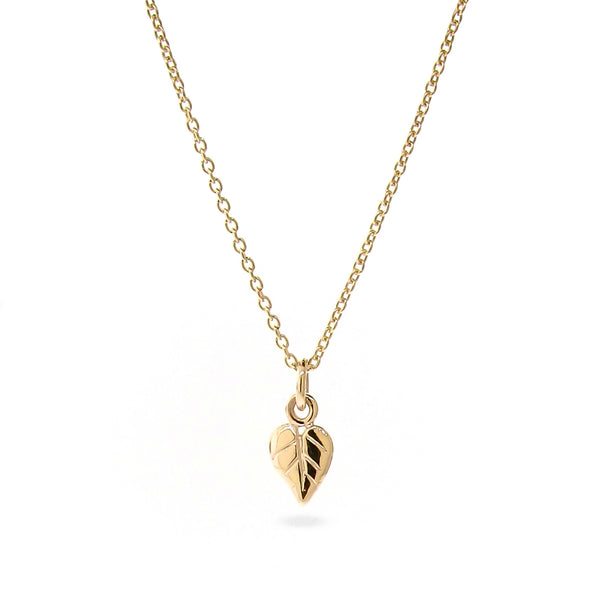 Yellow Gold Small Heart Leaf Pendant