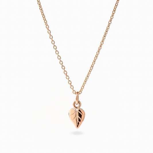 Rose Gold Small Heart Leaf Pendant