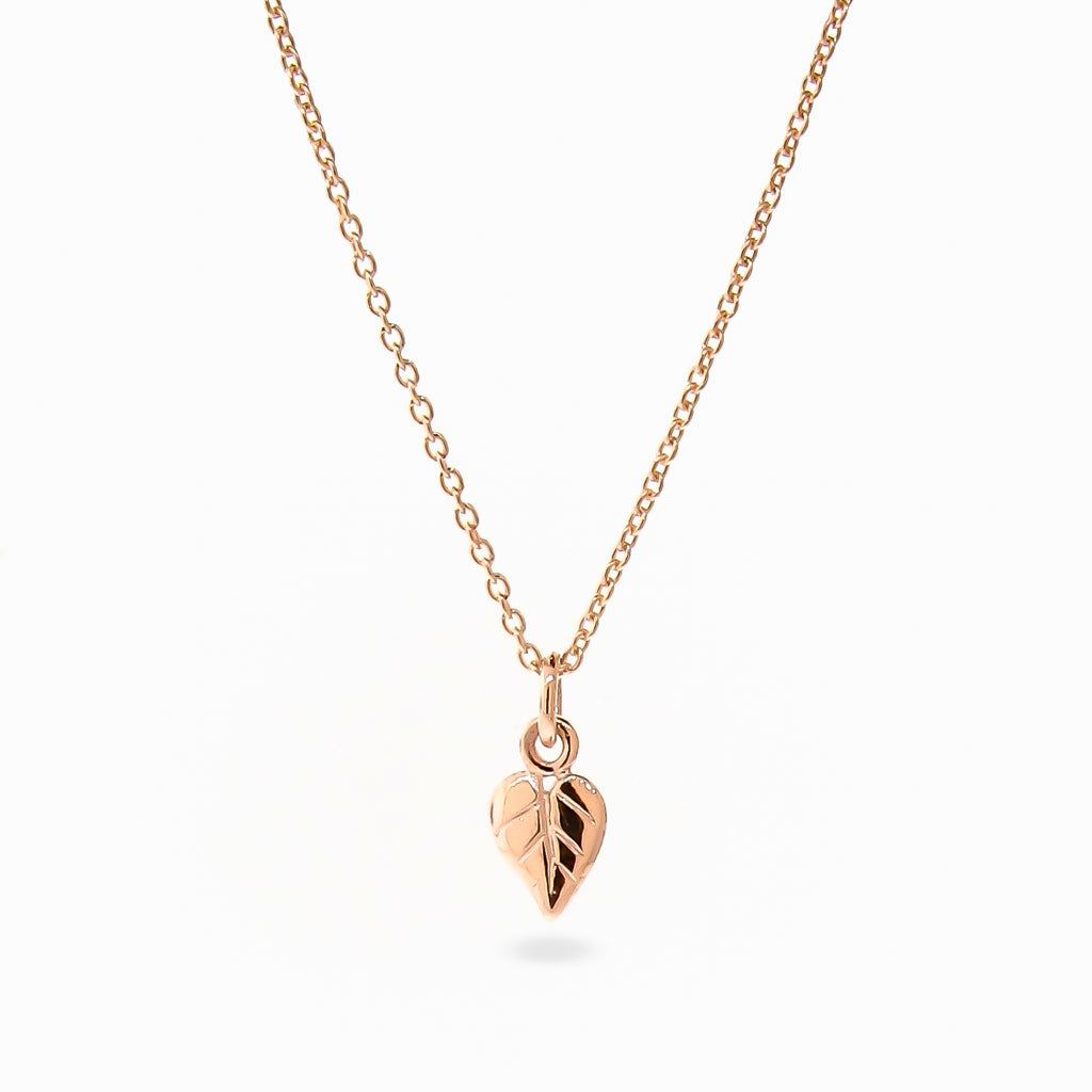 Rose Gold Small Heart Leaf Pendant