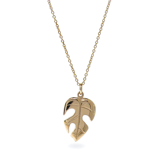 Yellow Gold Mini Monstera Leaf Pendant