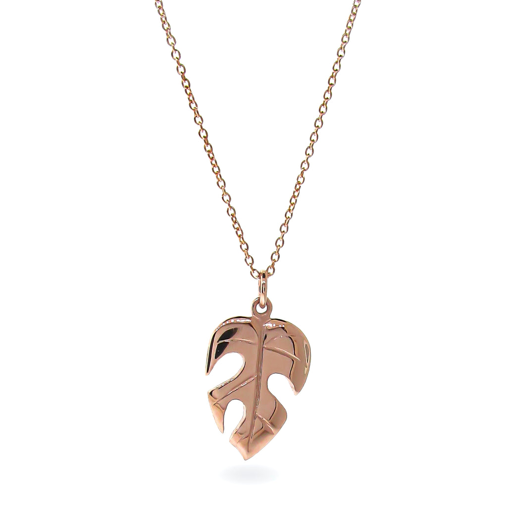 Rose Gold Mini Monstera Leaf Pendant